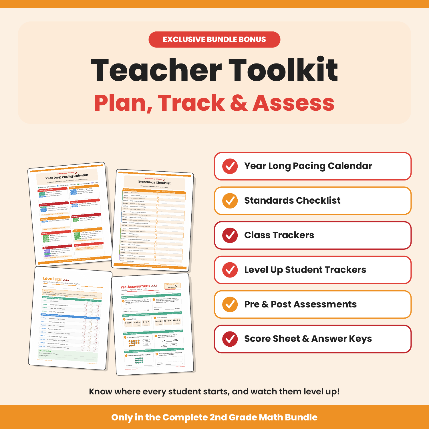 Bonus Teacher Toolkit:pacing calendar, trackers, and assessments